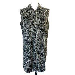 DIESEL Sleeve Shirt Button Down Shirt Dress Gray Black Reptile Print Sze Medium?